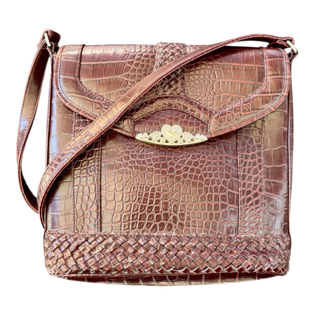 Brown Crocodile Pattern Shoulder Bag